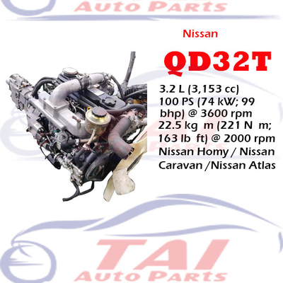 Japón QD32 Turbo Nissan Motor Parts Motor diesel con caja de cambios para Nissan Cabstar